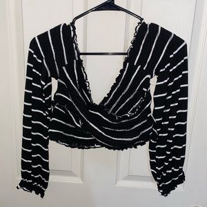 Black and white cross body crop top